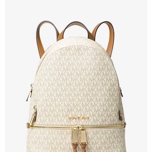 Michael Kors beige logo backpack